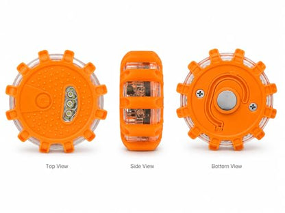Huyumpxy LED Road Flares Emergency Lights, 9 Flashing Modes Roadside Safety Warning Light with Magnetic Base & Built-in Hook, Battery Powered Safety Beacon for Car, Truck, Motorcycle, Camping, 1 Pack
