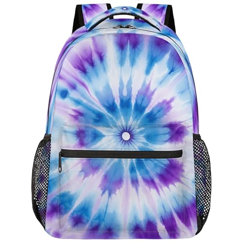 Blue Purple Tie Dye Backpack, Large Capacity College Backpack Bookbags, Waterproof Travel Backpack for Kids Boys Girls Women Men - color: Blue Purple Tie-dye