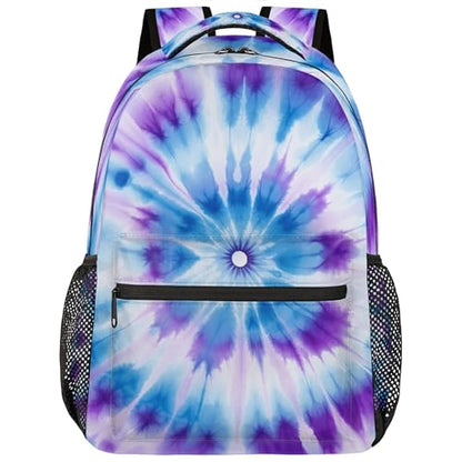 Blue Purple Tie Dye Backpack, Large Capacity College Backpack Bookbags, Waterproof Travel Backpack for Kids Boys Girls Women Men - color: Blue Purple Tie-dye