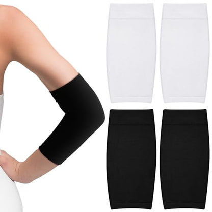 Vicenpal 2 Pairs Tattoo Cover up Sleeve Forearm Arm Sleeves for Women Men Compression Tattoo Upper Arm Cover(White and Black) - color: White and Black