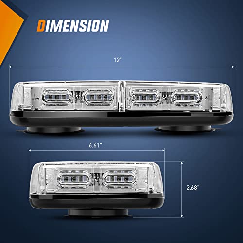 Nilight 12 Inch Roof Top Strobe Lights 48LED Hazard Light Emergency Safety Warning LED Flashing Bar Magnetic Mount 12V 24V Cars Trucks Tractors Snow Plows Construction Vehicles - color: Blue