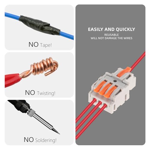 DIANN 10pcs Lever Wire Connectors 1 in 3 Out Circuit Inline Splices Electrical Wire Connector 28-12 AWG Quick Connect Splice Wire Connectors - style: 1 in 3 out
