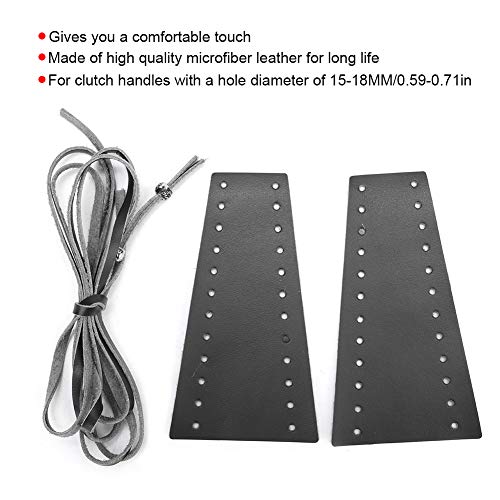 Qiilu Black Leather Motorcycle Brake Clutch Covers, 2pcs Motorcycle Lever Covers 15-18MM/0.59-0.71in Fringe Fit for/