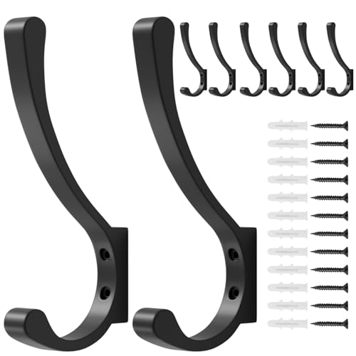 saffruff 8-Pack Wall Mount Coat Hooks, Heavy Duty Metal Hooks for Hanging Clothes, Backpack, Bag,Towel & Jacket, Strong 30 lbs Hold Closet Hanger, Black - color: Black, size: 8 Pack