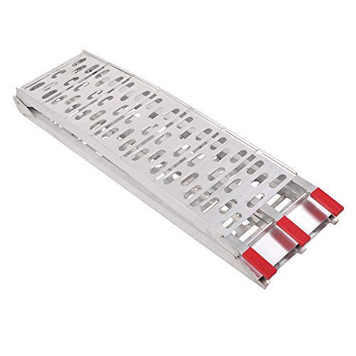 7.5ft Aluminum Folding Loading Ramp,Lightweight Truck Ramps,Heavy Duty Anti-Slip Aluminum Folding Portable Ramp,Vehicle Loading Ramp,with Load Strap,for Motorcycle Cart Lawn Mower Dirt Bike (Silver)