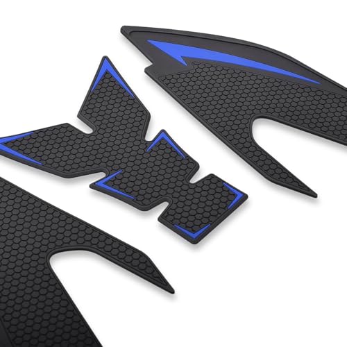 Motorcycle Non-Slip Rubber Gas Tank Pads with Knee Grips - 4-Piece Traction Side Protectors (for Yamaha Vehicle) YZF-R25 YZF-R3 (2019-2025) Fuel Tank Pad (Blue) - color: Blue