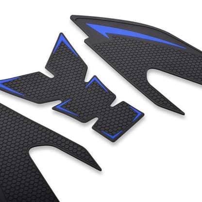 Motorcycle Non-Slip Rubber Gas Tank Pads with Knee Grips - 4-Piece Traction Side Protectors (for Yamaha Vehicle) YZF-R25 YZF-R3 (2019-2025) Fuel Tank Pad (Blue) - color: Blue