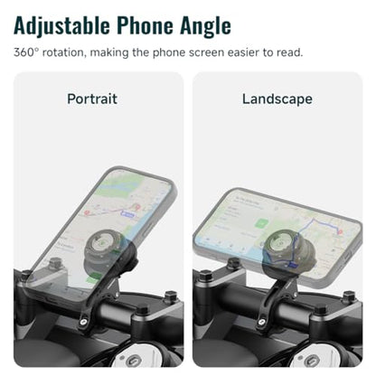 Quick Launch Magnetic Motorcycle Phone Mount with Universal Interface, Anti-Vibration Handlebar Bracket with Secure Lock for Bike Scooter Moto MTB, 360° Blind Installation (QM01&QU01) - style: QM0U1