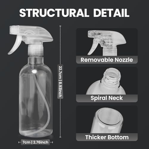 Spray Bottles for Cleaning 16.9 oz/500 ml Water Empty Spray Bottle Heavy Duty Plastic Clear Squirt Mist Spray Bottle for Hair Plants Pets Alcohol Lab Oil Sprayer Roller Bottles(1Pcs)