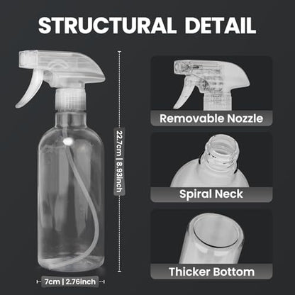 Spray Bottles for Cleaning 16.9 oz/500 ml Water Empty Spray Bottle Heavy Duty Plastic Clear Squirt Mist Spray Bottle for Hair Plants Pets Alcohol Lab Oil Sprayer Roller Bottles(1Pcs)