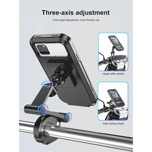 Waterproof Motorcycle Bike Mobile Phone Holder Magnetic Universal Bicycle GPS 360 Swivel Adjustable Motorcycle Cellphone Holde (Black) - color: black