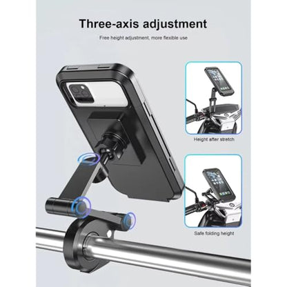 Waterproof Motorcycle Bike Mobile Phone Holder Magnetic Universal Bicycle GPS 360 Swivel Adjustable Motorcycle Cellphone Holde (Black) - color: black