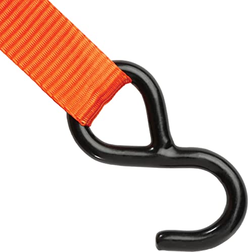 BLACK+DECKER 1" x 10' Light-Duty Cambuckle Tie-Down Straps, 4-Pack | 900 lbs Break Strength, Oversized Release Lever, Weather-Resistant, Coated S-Hooks, Easy to Secure Lightweight Cargo - size: 1" x 10'