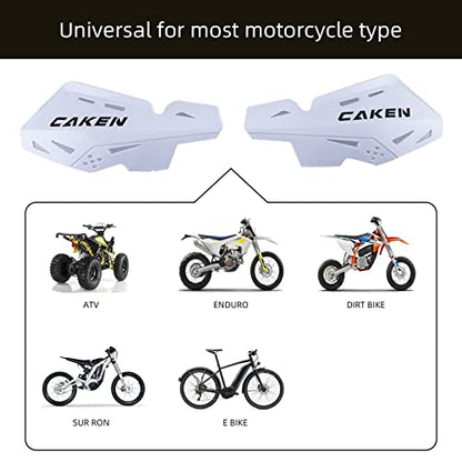 Universal 7/8" 22mm and 1 1/8" 28mm Dirt Bike Handguards CNC Bracket Handle Bar Hand Guards for Motocross ATV Scooter CRF KLX KX LTR TRX SX SXF EXC XCW Grizzly Hawk 250 Bicycles-White - color: White