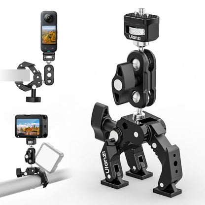 ULANZI CO78 Super Clamp Kit w Magic Arm, for Action Cam – 1/4" & ARRI Locating Pins + Cold Shoe Mount, 3-Jaw & Dual Ball Head Designed for Flexible, Low & High Angle Shot, Load Capacity Within 1kg