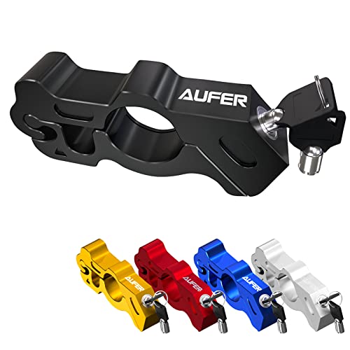 AUFER Universal Heavy Duty Motorcycle Grip Handlebar Lock Anti Theft Brake Lever Locking Compatible with for Motorbike Sports Bikes Scooter Mopeds ATVs Throttle Lock (Black) - color: Black