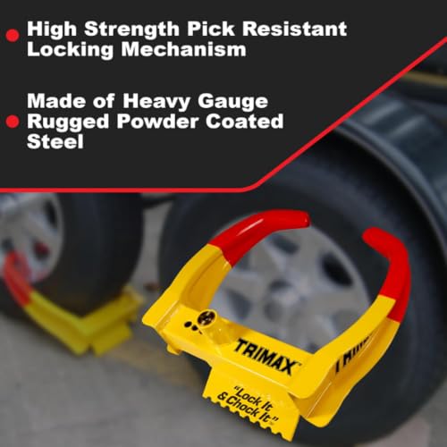 TRIMAX TCL65 - Trailer Wheel Lock - Fits 6"-10.5" Tires - Wheel Boot Lock for Trailer, Car, Truck, Boat, ATV, Camper, and More - style: TCL65