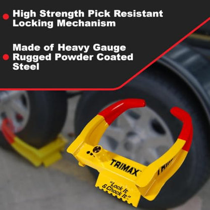 TRIMAX TCL65 - Trailer Wheel Lock - Fits 6"-10.5" Tires - Wheel Boot Lock for Trailer, Car, Truck, Boat, ATV, Camper, and More - style: TCL65