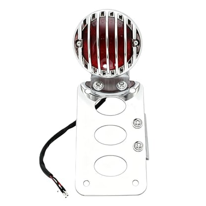 Motorcycle LED Tail Brake Light with Bracket Compatible for Harley Sportster Bobber Chopper Yamaha Suzuki Honda Kawasaki Side Mount License Plate Rear Light （Full electroplating）