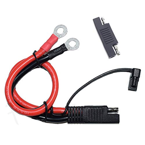 Battery Charging Cable SAE to O Ring Terminal Connectors Harness, 10AWG Quick Disconnect SAE Cable for Motorcycles, Cars, Etc, with 1 SAE Polarity Reverse Connector.
