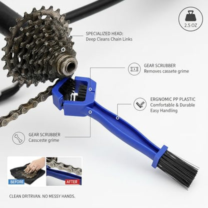 Bicycle Chain Cleaning Brush, Double-Headed Drivetrain Scrubber for Bike and Motorcycle Maintenance, PP Plastic Tool for Grease and Grime Removal (1 PC) - color: Blue