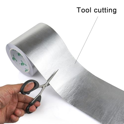 BOMEI PACK Adhesive Aluminum Foil Heat Shield Tape 1 Pack 5 inch x 66ft, Barrier Fiberglass Thermal Insulation Reflective Material High Temp Protectionn - size: 5in*66ft
