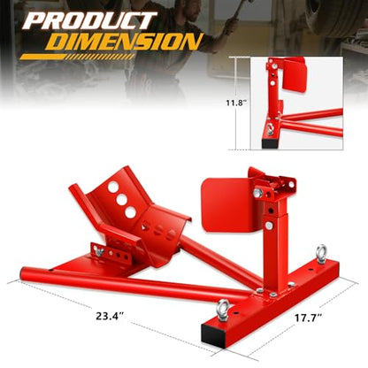Magshion Motorcycle Wheel Chock, Heavy Duty Motorcycle Stand Front Wheel for 15" to 21" Tires, Wheel Cradle Holder with Car Mount Hook and Bolt-On Option for Trailer or Garage, Red