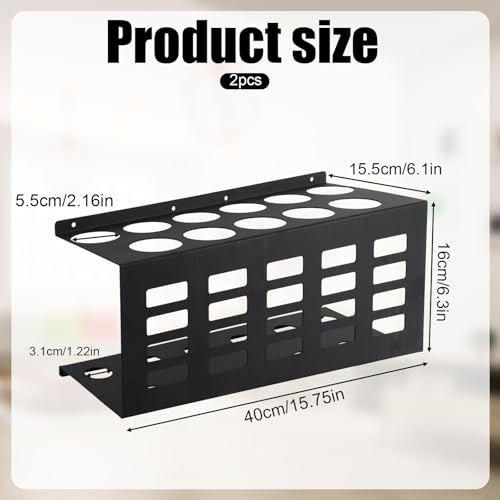 Penitue 2pcs Wall Mount Caulk Tube Holder, Durable Carbon Steel Sealant Storage Rack with Holds 11 Tubes for Workshop Shop Garage (Black)