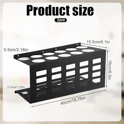 Penitue 2pcs Wall Mount Caulk Tube Holder, Durable Carbon Steel Sealant Storage Rack with Holds 11 Tubes for Workshop Shop Garage (Black)