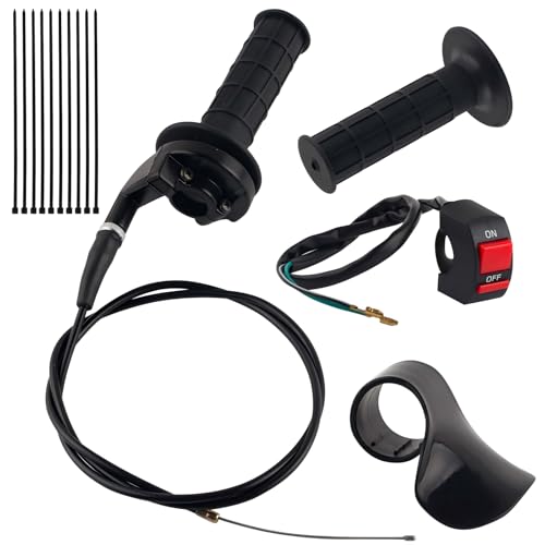 Mini Bike Motorcycle Throttle Cable Handlebar Grips 7/8" 22mm ID Compatible with Coleman MB200 Mini Baja Warrior Coolster Roketa 50cc 70cc 90cc 110cc 125cc SSR Tao Tao Atv Dirt Bike Go Kart