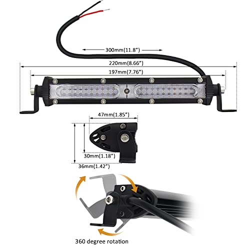 Ultra Slim Single Row Blue LED Offroad Driving Fog Lights Bar 2Pcs 7Inch Waterproof Auxiliary Work Lights Forklift Safety Lights Boat Lights Hunting Fishing Lights fit for Fish Hog UTV Golf Boat Cars - size: Blue