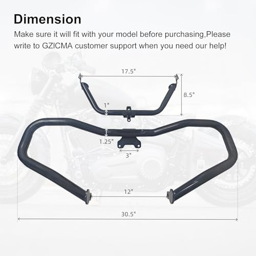 Road Glide Chopped Engine Guard Motorcycle Front Highway Protector Crash Bar Fairing Support Bracket for Harley 2015-2023 FLTRX FLTRXS FLTRXST CVO FLTRXSE Gloss Black