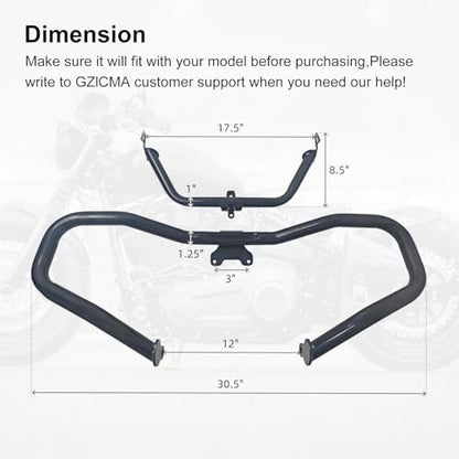Road Glide Chopped Engine Guard Motorcycle Front Highway Protector Crash Bar Fairing Support Bracket for Harley 2015-2023 FLTRX FLTRXS FLTRXST CVO FLTRXSE Gloss Black