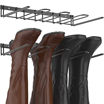 Boot Rack Wader Hanger Wall Mounted- (4 Pair) Sturdy Metal Boot Organizer, Tall Shoe Holder for Closet, Entryway, Indoor, Garage