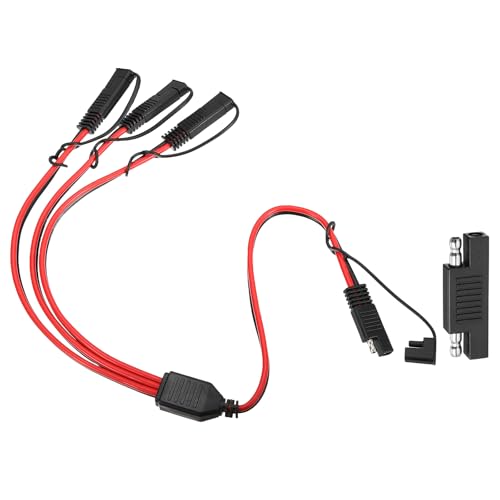 MECCANIXITY SAE Y Splitter Cable, 12AWG Extension Cord Splitter 1 to 3 SAE Connector Extension Cable 1.8 ft with Waterproof Caps & Polarity Reverse Adapter for Solar Panel Battery Charger - size: 12AWG, 1.8 ft