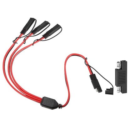 MECCANIXITY SAE Y Splitter Cable, 12AWG Extension Cord Splitter 1 to 3 SAE Connector Extension Cable 1.8 ft with Waterproof Caps & Polarity Reverse Adapter for Solar Panel Battery Charger - size: 12AWG, 1.8 ft