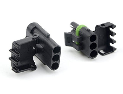 Michigan Motorsports Weather Pack 3 PIN Connectors 5 Sets 12-16 AWG used for cars, trucks, motorcycle, boat, trailer, marine, jetski (3 PIN) - size: 3 PIN