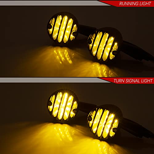 SMD LED Bullet Turn Signals Motorcycle Amber Front Rear Blinker Grill Indicator Universal Compatible for Honda Yamaha Suzuki Kawasaki Harley Chopper Bobber Dyna(Black-Amber) - color: C-Black Amber