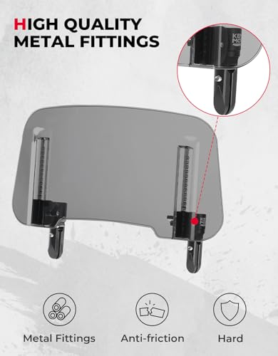 KEMIMOTO Motorcycle Windshield Extension, Upgraded Aluminum Metal Heightened Spoiler Clip, Universal Adjustable Wind Deflector Windscreen Visor Smoke Gray