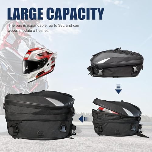 Motorcycle Tail Bag for Kawasaki KLX 230 2020-2024, Expandable Rear Seat Luggage Waterproof, Motorbike Helmet Storage Backpack, Dual Use Sissy Bar Touring Travel Pack