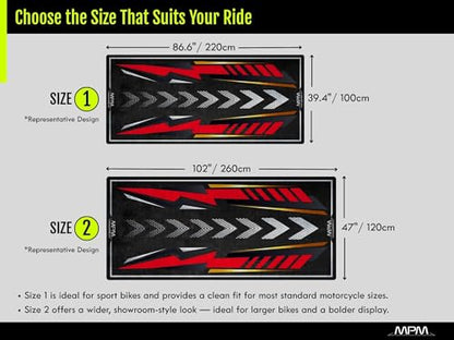 Parking Mat for XDiavel S Motorcycle Models, Display and Pit Mat, Washable Non-Slip Garage and Showroom Floor Mat, Rug (Size 2: 102 x 47/260 x 120 cm) - size: 3'11" x 8'6" (Oblong)