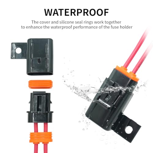 partsPTT IP67 Waterproof in-Line ATO/ATC Blade Fuse Holder 30A with Cover, 12 AWG Wire, Automotive & Marine for Small Boats, Fishing Boats, Speedboats, Outboard Circuits (2 Pack) - style: ATC/ATO