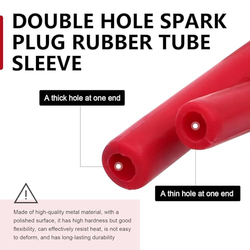 Car Spark Plug Socket, Reusable Rubber Insulation Sleeve Tool, Dual-hole Design Spark Plug Wrench for Easy Installation Removal, Universal for Most Cars, Motorcycles (Red)