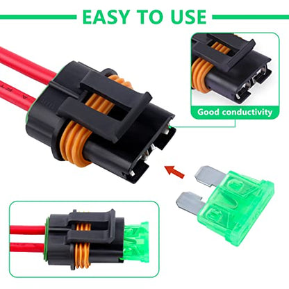 Newdeli Waterproof Inline Fuse Holder 12V with Cover 6 Pack - Automotive/Marine/Vehicle Weatherproof ATO/ATC Blade Fuse Holder 12AWG 30A Protecting Circuits and Electrical Equipment - size: 6 Pack 12AWG Fuse Holder