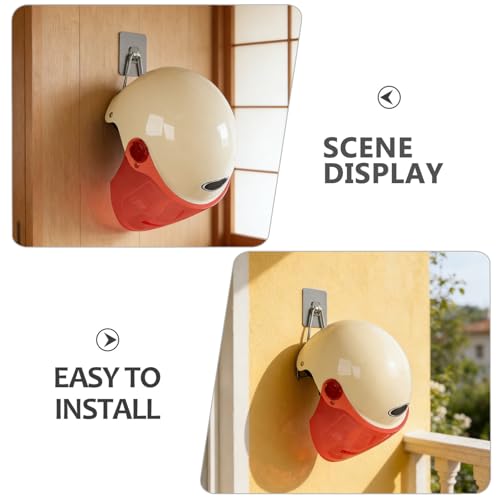Unomor 3Pcs Motorcycle Helmet Wall Hook Self Adhesive Helmet Holder 6.29x3.11x9.21in No Drill Metal Hanger Wall Mount for Garage Storage Coats Hats