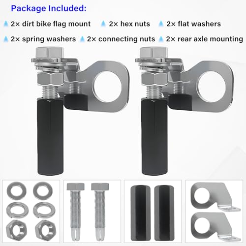 Dirt Bike Flag Mount & 22.5mm Rear Axle Mounting Holder-2 Pack | Black, Includes Quick Release Flag Pole Holder 1/4" Whip Pole, Bracket,Universal for Motocross, UTV, ATV, Motorcycle, Boat - color: Black