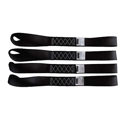 Soft Loop Tie Down Straps (4PK) Black Breaking Strength 10,000 LBS Heavy Duty 1.5 inch x 18 inch Motorcycle Soft tie Downs for UTV, ATV, Bicycle and Railer - color: Black