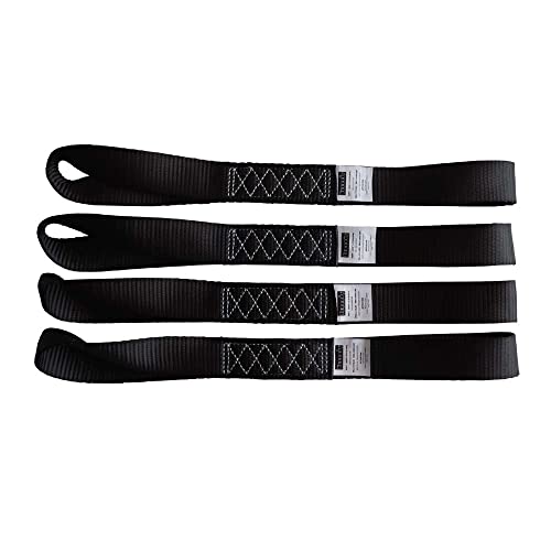 Soft Loop Tie Down Straps (4PK) Black Breaking Strength 10,000 LBS Heavy Duty 1.5 inch x 18 inch Motorcycle Soft tie Downs for UTV, ATV, Bicycle and Railer - color: Black