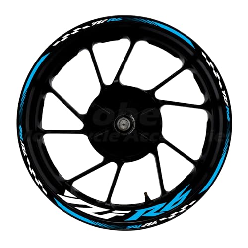 Awonderful 17"Wheel Rim Stickers For Yamaha YZF R6 1998-2016,Sky Blue | Reflective Vinyl Wheel Stripe Kit. Waterproof, Self-Adhesive Decals, Decorate Motorcycle Wheel Rims, Easy to Paste - color: Sky Blue