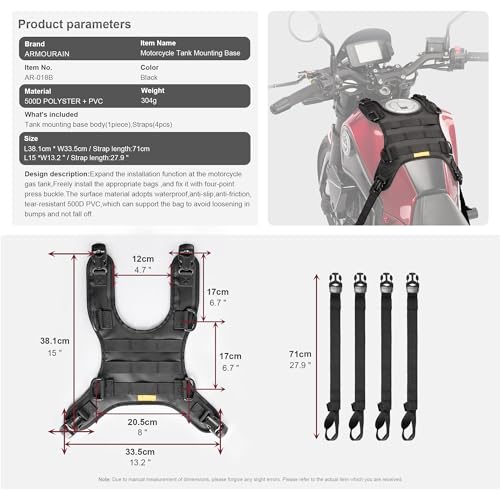 Motorcycle Fuel Tank Vest, Leather Waterproof Fuel Gas Pad Cover Universal Motorcycle Tank Mounting Base Universal Bumper Vest Motor Tank Expansion Storage for Motorcycles - style: Tank Expansion